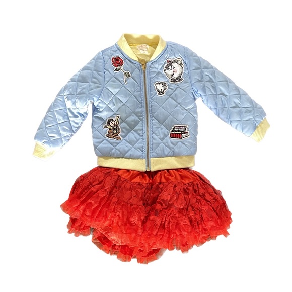 Disney Other - Disney Beauty and the Beast Belle Tutu Couture Skirt and Jacket Set size 2T